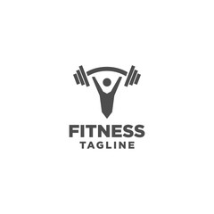 Fitness Logo. Symbol of sport barbel, health, illustration of fresh life