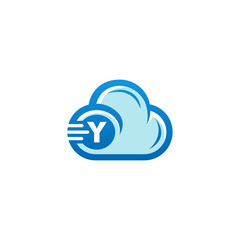 cloud logo icon with letter V vector