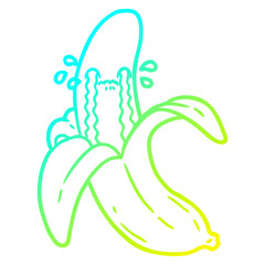 cold gradient line drawing cartoon crying banana