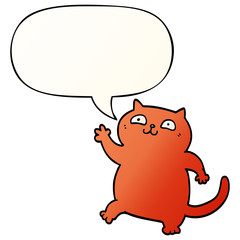 cartoon cat and speech bubble in smooth gradient style