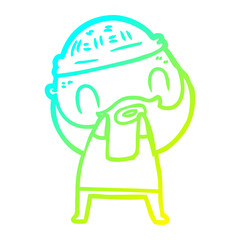 cold gradient line drawing cartoon bearded man