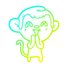 cold gradient line drawing crazy cartoon monkey