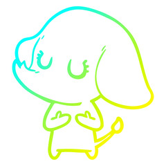 cold gradient line drawing cute cartoon elephant