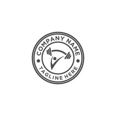 Fitness Logo. Symbol of sport barbel, health, illustration of fresh life