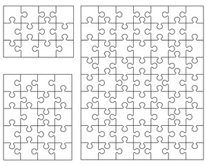 Vector illustration of white puzzle, separate pieces