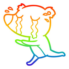 rainbow gradient line drawing cartoon crying polar bear