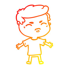 warm gradient line drawing cartoon annoyed man