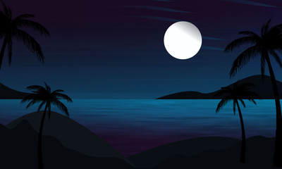 Night scenery near sea