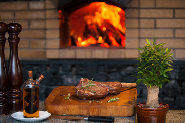 beef steak in meat restaurant.