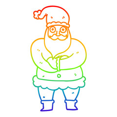 rainbow gradient line drawing cartoon santa