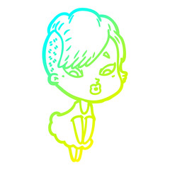 cold gradient line drawing cartoon surprised girl