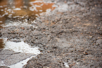 Damage to the hard road with water
