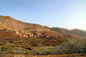 Mountain landscape on the road from Marrakesh to Ouarzazate.