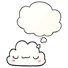 cute cartoon cloud and thought bubble in smooth gradient style