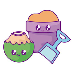 bucket and shovel with cocktail coconut kawaii