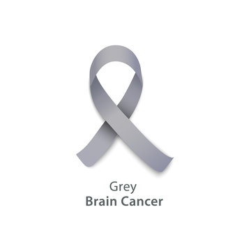 Grey ribbon for brain cancer awareness charity event