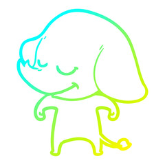 cold gradient line drawing cartoon smiling elephant