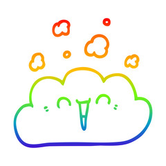 rainbow gradient line drawing cartoon happy cloud