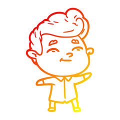 warm gradient line drawing happy cartoon man