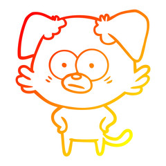 warm gradient line drawing nervous dog cartoon