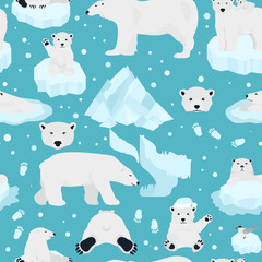 Polar bears set, teddy bear in Arctic