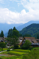 Fototapeta na wymiar 山間の集落。相倉　五箇山　富山　日本。９月中旬。