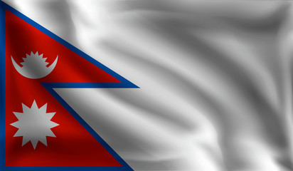 Waving Nepal's flag, the flag of Nepal, vector illustration