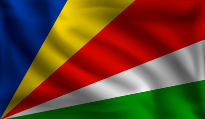 Waving Seychelles flag, the flag of Seychelles, vector illustration