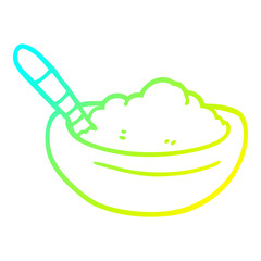 cold gradient line drawing cartoon bowl of polenta