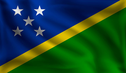 Waving Solomon islands flag, the flag of Solomon islands, vector illustration