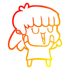 warm gradient line drawing cartoon woman