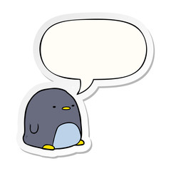 cute cartoon penguin and speech bubble sticker
