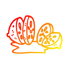 warm gradient line drawing cartoon sliced lemon