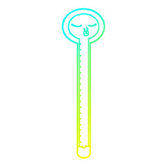 cold gradient line drawing cartoon thermometer