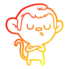 warm gradient line drawing cartoon monkey