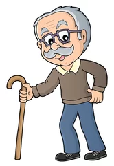 Photo sur Plexiglas Pour enfants Grandpa with walking stick image 1
