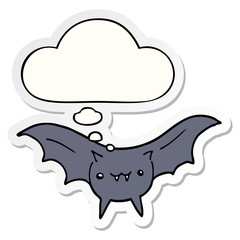 cartoon bat and thought bubble as a printed sticker