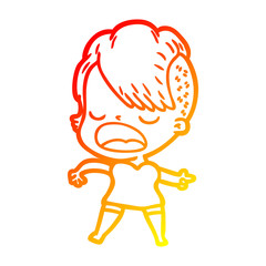 warm gradient line drawing cartoon cool hipster girl talking