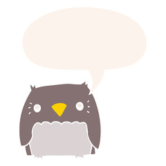 cute cartoon owl and speech bubble in retro style