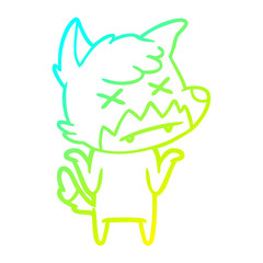 cold gradient line drawing cartoon dead fox