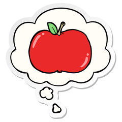 cartoon apple and thought bubble as a printed sticker