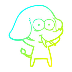 cold gradient line drawing happy cartoon elephant