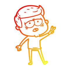 warm gradient line drawing cartoon tired man