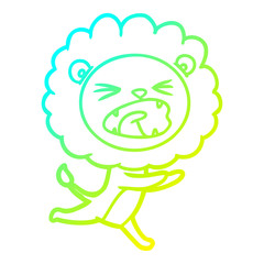 cold gradient line drawing cartoon running lion