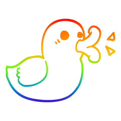 rainbow gradient line drawing cartoon happy duck