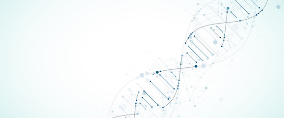 Science template, wallpaper or banner with a DNA molecules. Vector illustration