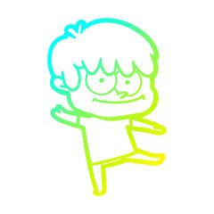 Obraz premium cold gradient line drawing happy cartoon man