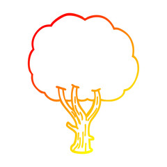 warm gradient line drawing cartoon blooming tree