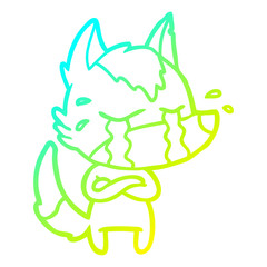 cold gradient line drawing cartoon crying wolf