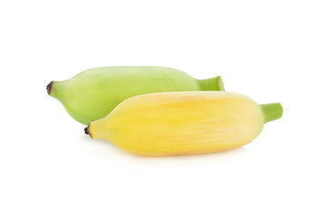 whole raw and ripe banana on white background